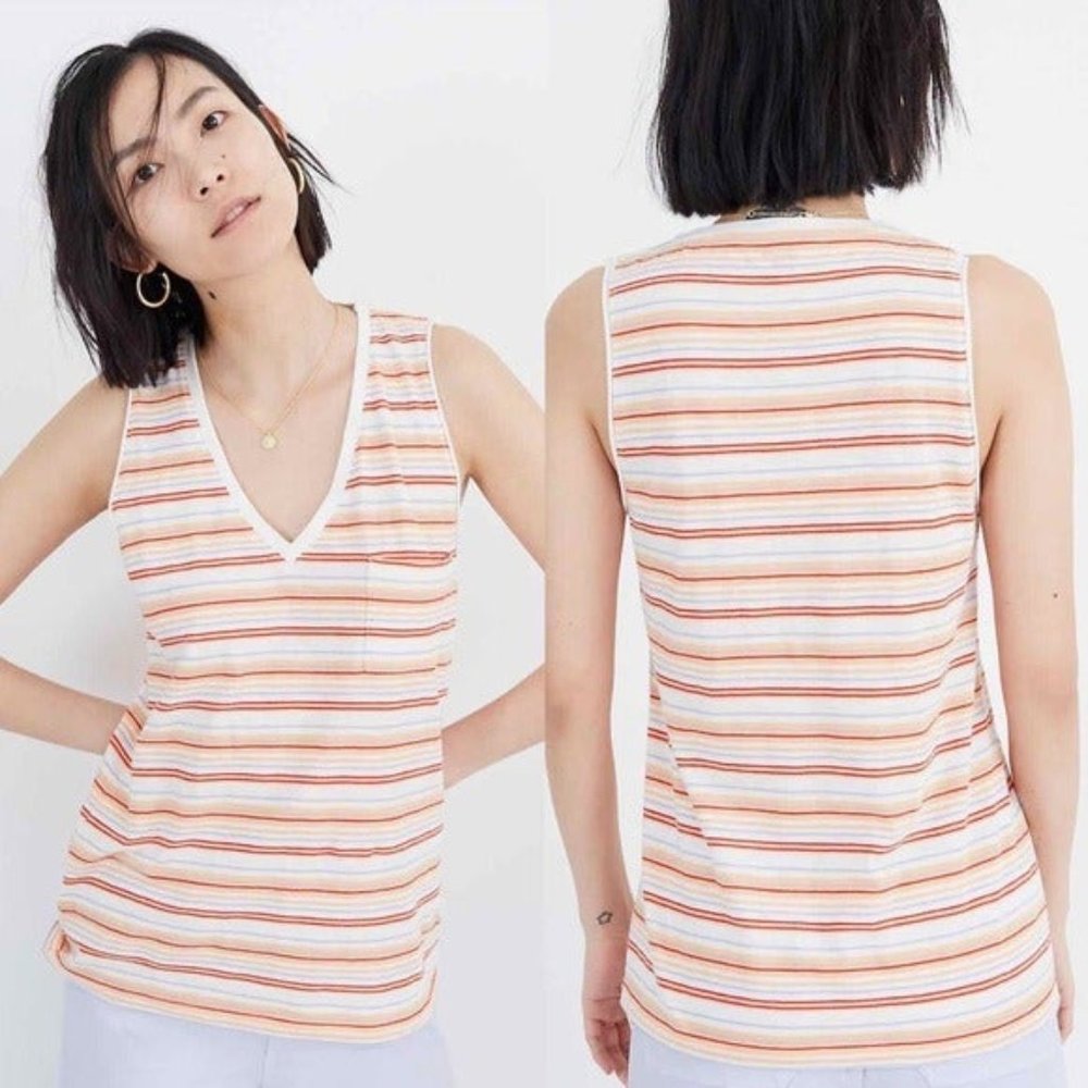 SOLD❣MADEWELL Whisper V Neck Pocket Tank Sz M - Picture 2 of 8